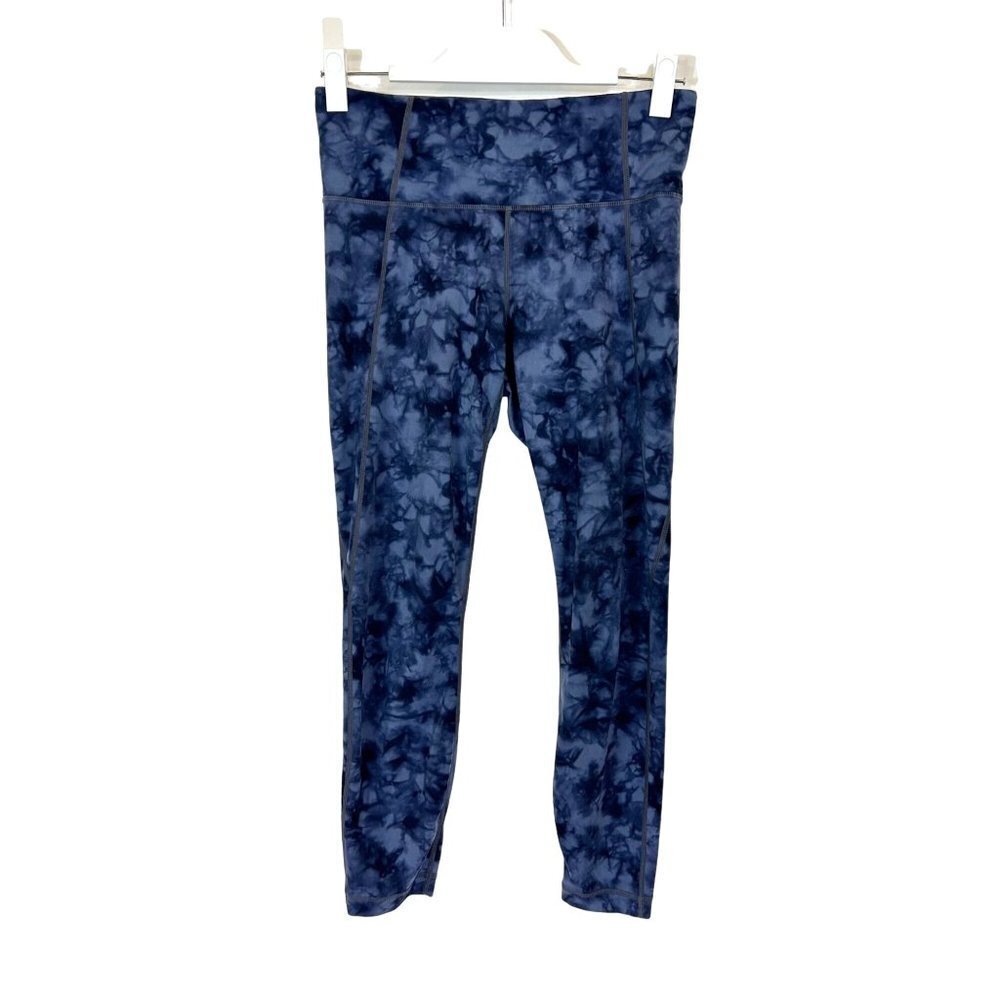 Athleta Legging Medium women Black Blue Capri Tie Dye Yoga Workout - Picture 2 of 7